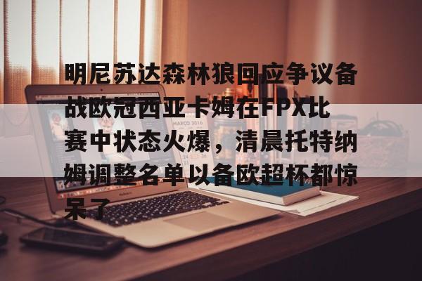 米兰体育APP-关于明尼苏达森林狼回应争议备战欧冠西亚卡姆在FPX比赛中状态火爆，清晨托特纳姆调整名单以备欧超杯都惊呆了的信息